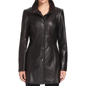 BGSD Women's "Jocelyn" Lambskin Leather Car Coat
